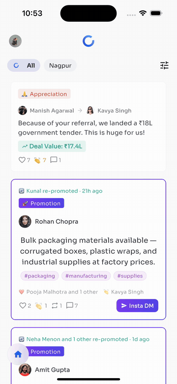 Browsing the Olak community feed